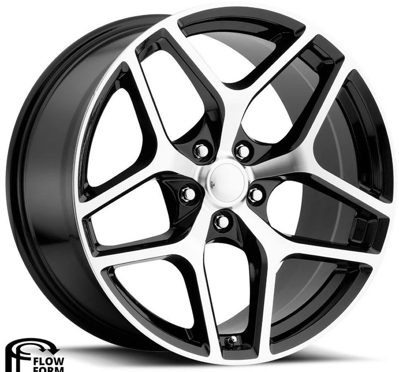 20x10 camaro z28 replica wheel gloss black machined face fr27f (flow form) 5x120 23mm