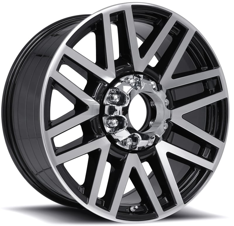 22x9 ford super duty replica wheels gloss black machined w/ open-end cap fr751 (custom)