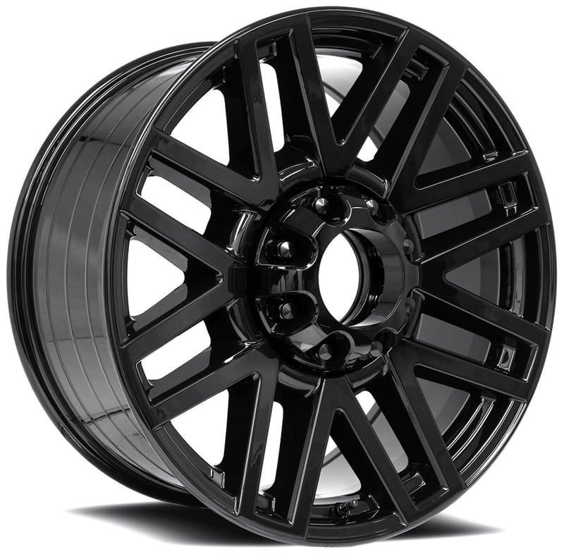 22x9 ford super duty replica wheels gloss black w/ open-end cap fr751 (custom)