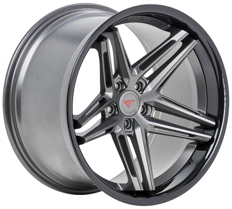 20x11.5 ferrada cm1 matte graphite w/ gloss black lip 5x114.3 15mm (custom)