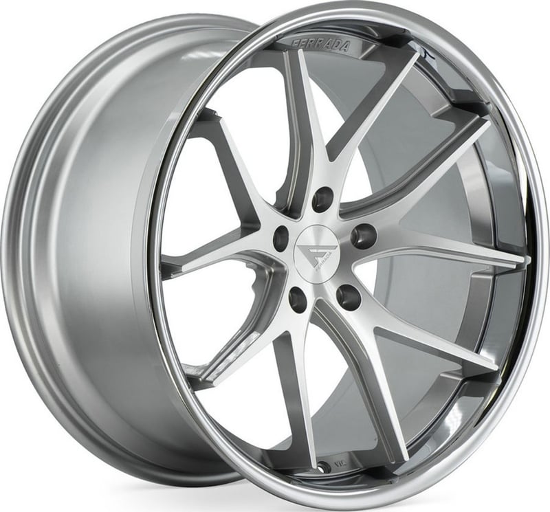 20x10 ferrada fr2 machine silver w/ chrome lip 5x112 45mm
