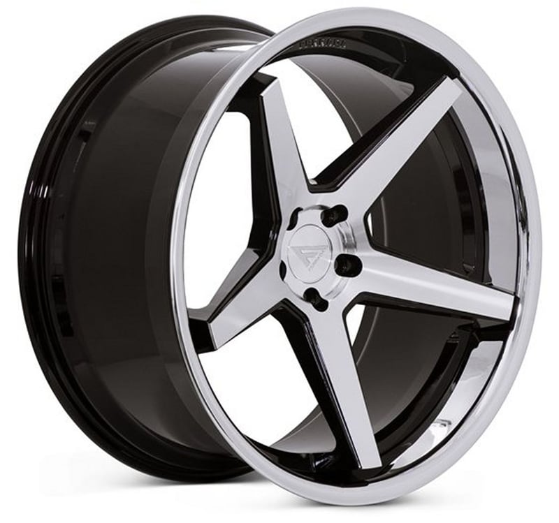 22x9.5 ferrada fr3 machine black w/ chrome lip 5x115 12mm