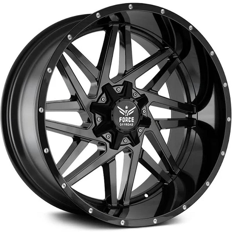 20x12 force off-road f01 black w/ red milled (* may require trimming) 5x5.5/139.7 5x150 -44mm