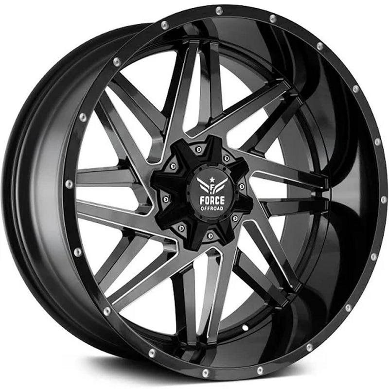 20x12 force off-road f01 black milled (* may require trimming) 5x5/127 5x5.5/139.7 -44mm