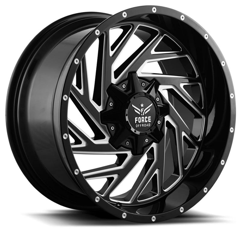 20x10 force off-road f16 gloss black milled 5x5.5/139.7 5x150 -12mm