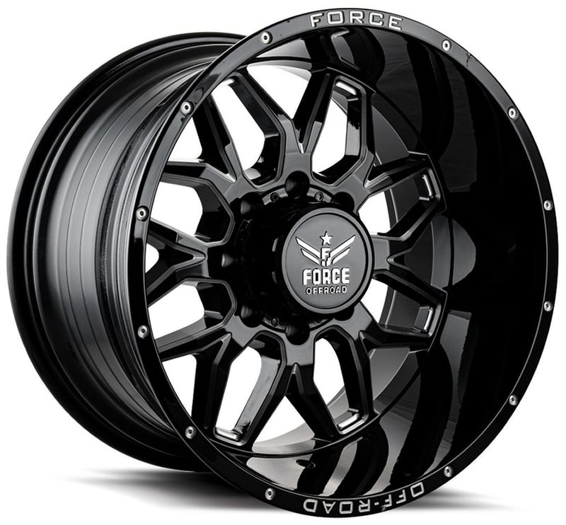 20x10 force off-road f30 gloss black milled 8x170 -12mm