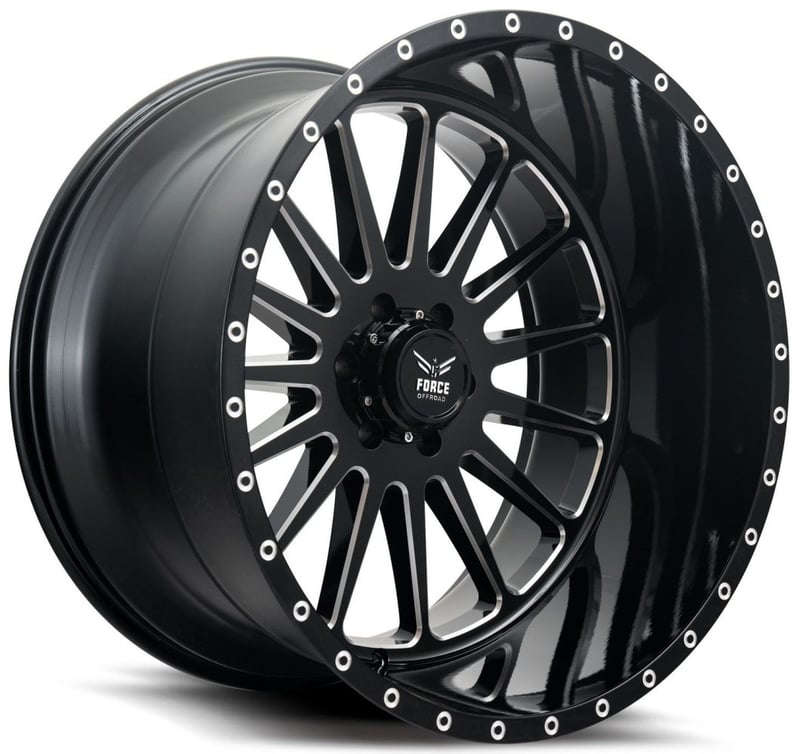 24x14 force off-road f36 gloss black milled (* may require trimming) 6x5.5/139.7 -76mm