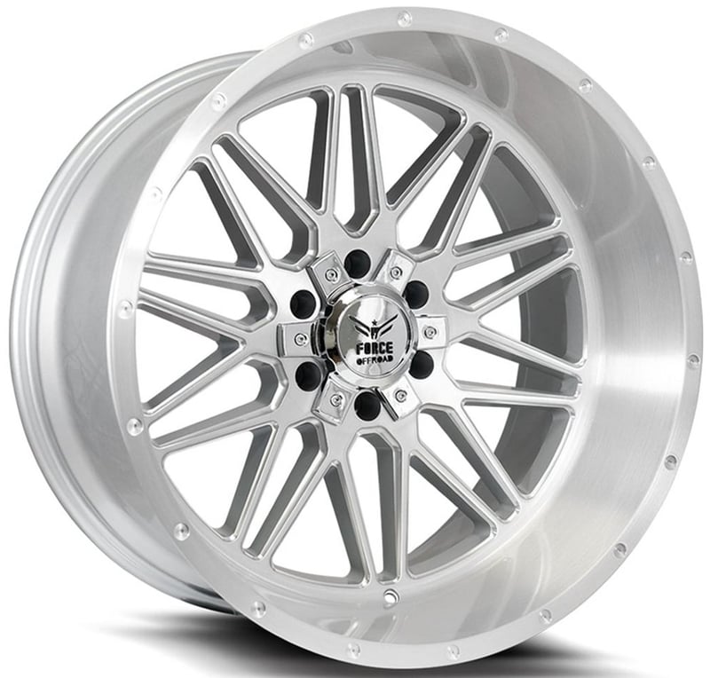 24x12 force off-road f44 silver brushed milled (* may require trimming) 5x5.5/139.7 5x150 -44mm