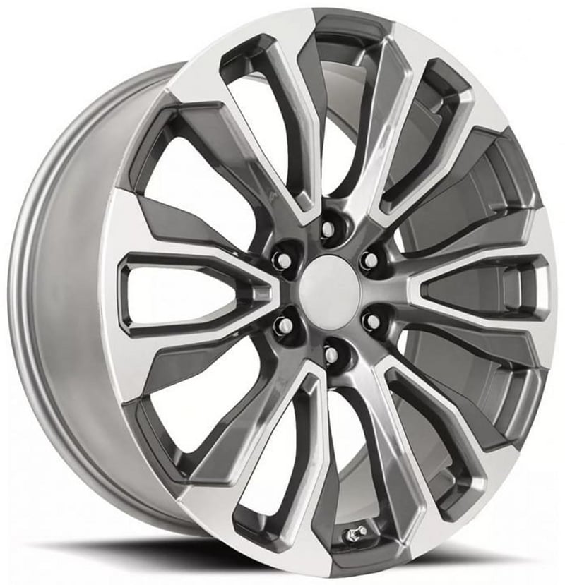 22x9 gmc denali 12 spoke replica wheel grey machined fr203 6x5.5/139.7 28mm
