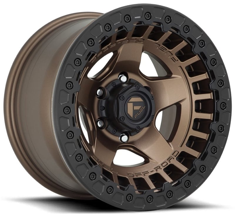 (clearance - no returns) 17x9 fuel off-road wrap beadlock matt bronze w/ black ring d119 6x5.5/139.7 -15mm