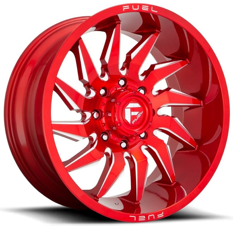 (clearance - no returns) 24x12 fuel off-road saber candy red milled d745 (* may require trimming) 5x5/127 -44mm