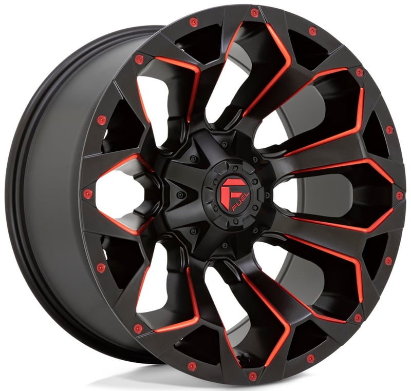 17x8.5 fuel off-road assault matte black w/ red milled d787 5x4.5/114.3 5x5/127 14mm