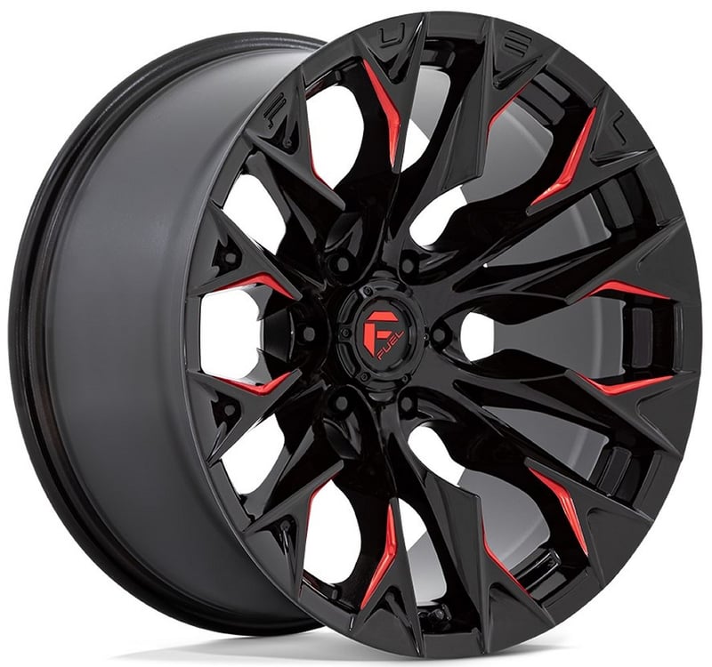 20x9 fuel off-road flame 6 gloss black milled w/ candy red d823 6x5.5/139.7 1mm