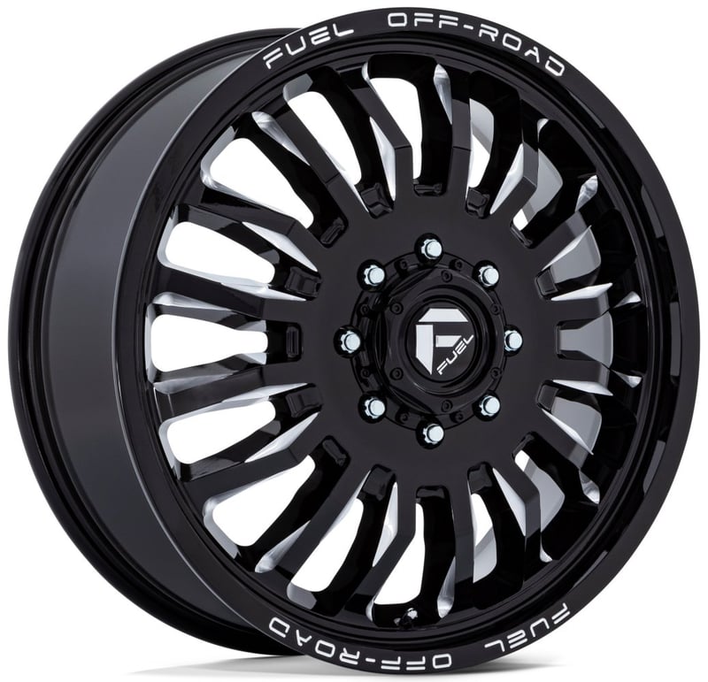 20x8.25 fuel off-road arc gloss black milled dually front d868 8x210 104mm 154.3 c.b.