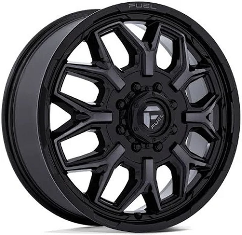 20x8.25 fuel off-road flux gloss black brushed w/ gray tint dually front d875 8x200 104mm 142c.b.