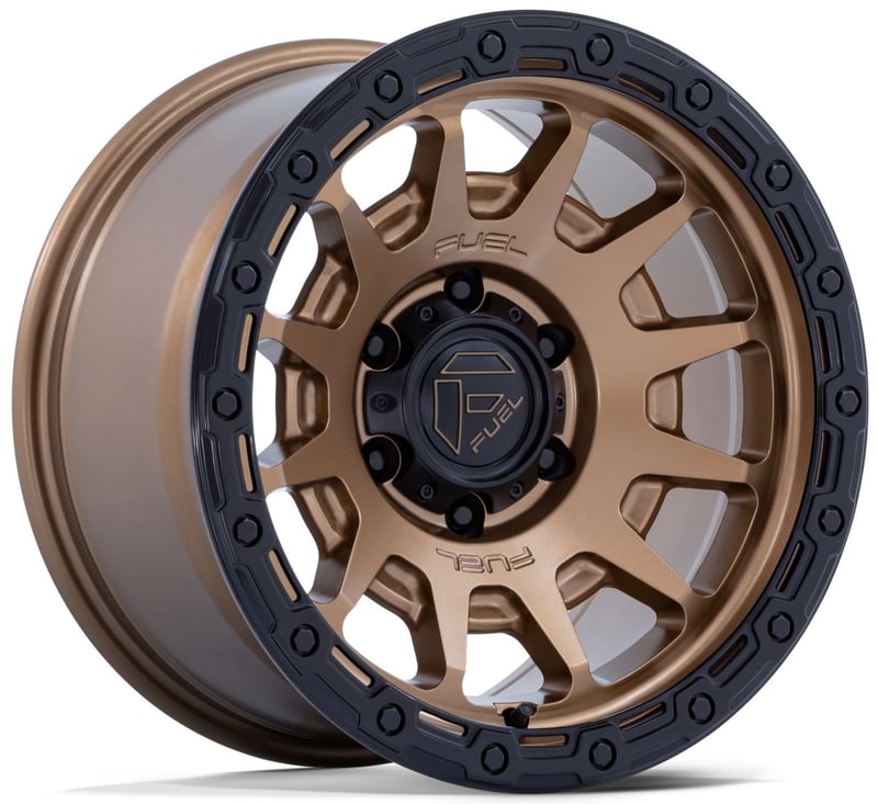 18x9 fuel off-road fortress matte bronze w/ gloss black lip fc884 6x5.5/139.7 1mm