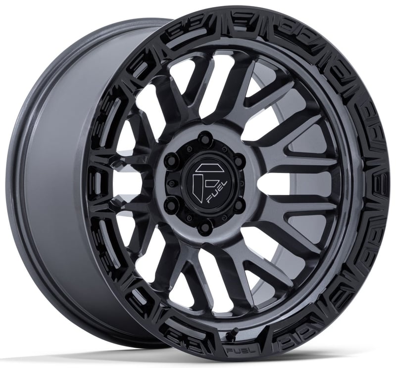 20x9 fuel off-road rail gloss gunmetal w/ gloss black lip fc890 6x5.5/139.7 1mm