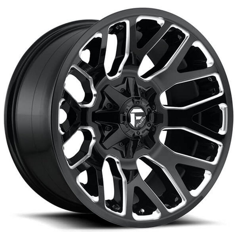 20x9 fuel off-road warrior gloss black & milled d623 6x135 6x5.5/139.7 20mm