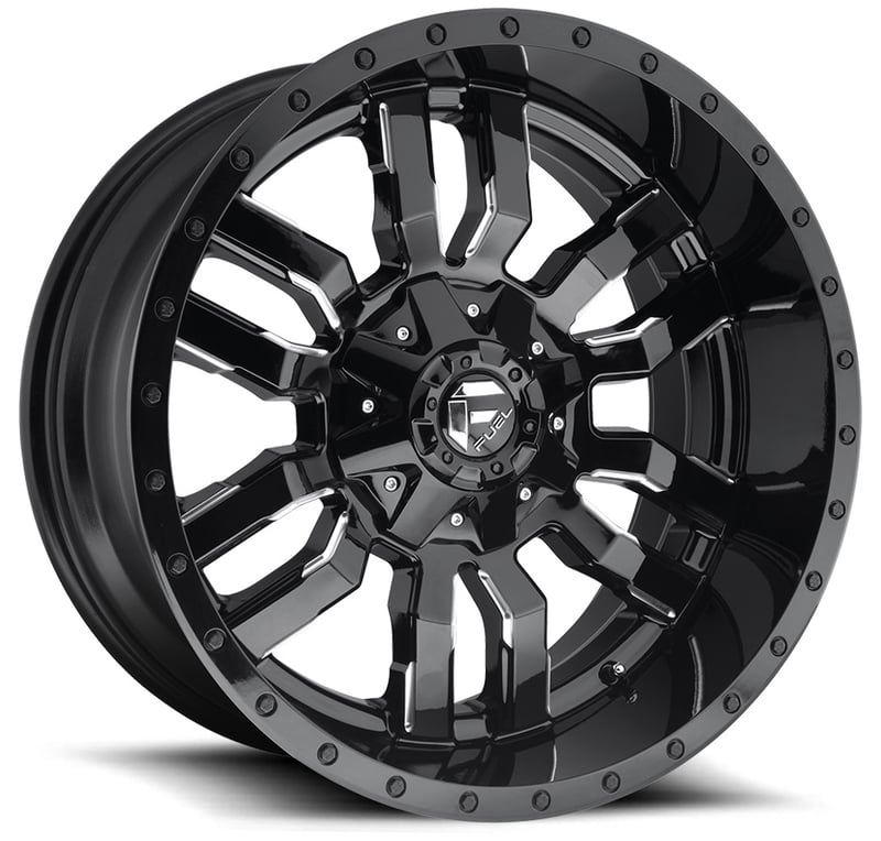 17x9 fuel off-road sledge gloss black milled d595 6x135 6x5.5/139.7 2mm