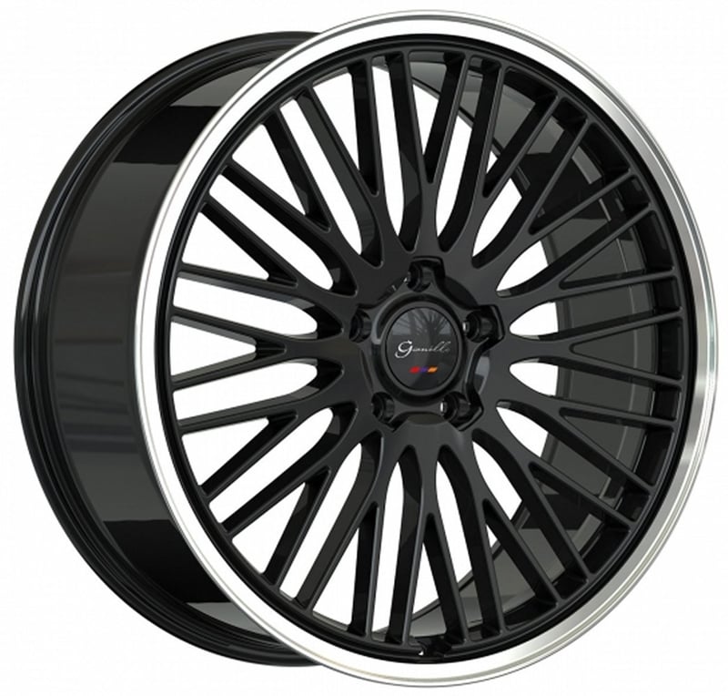 22x10.5 gianelle aria gloss black w/ polished lip (flow formed) (deep concave) 5x112 40mm