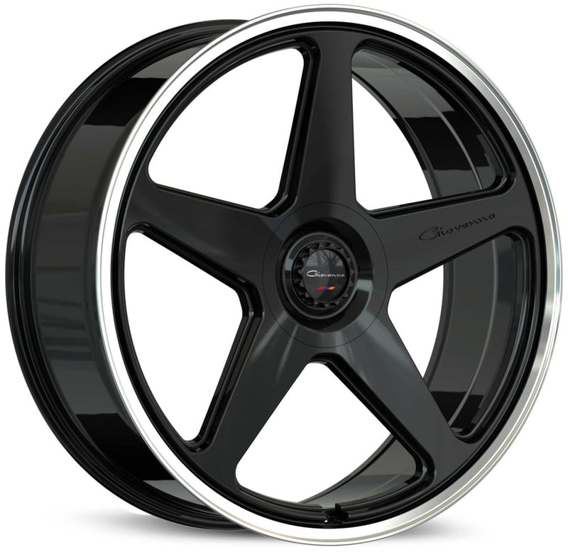 24x9 giovanna cinque gloss black w/ polished lip (flow formed) 5x115 5x120 10mm