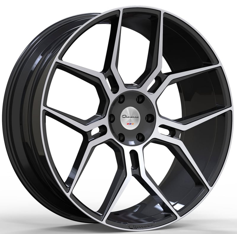 20x8.5 giovanna haleb gloss black w/ machined face 5x114.3/4.5 35mm