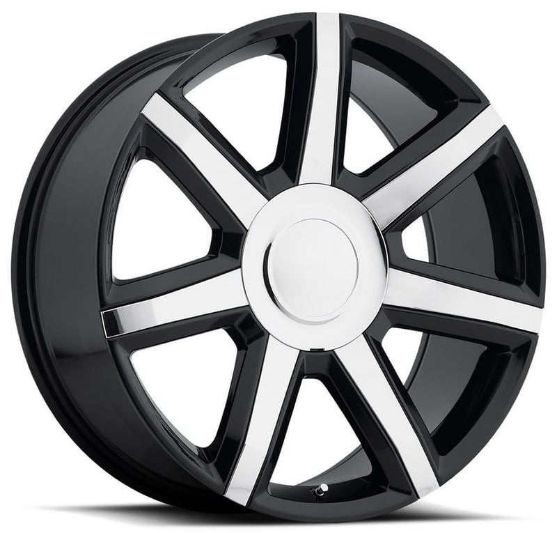 Factory Reproductions Replica Cadillac Escalade Luxury FR56 Replica Wheel Gloss Black w/ Chrome Inserts