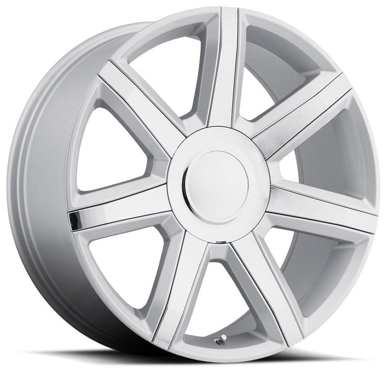 Factory Reproductions Replica Cadillac Escalade Luxury FR56 Replica Wheel Silver w/ Chrome Inserts