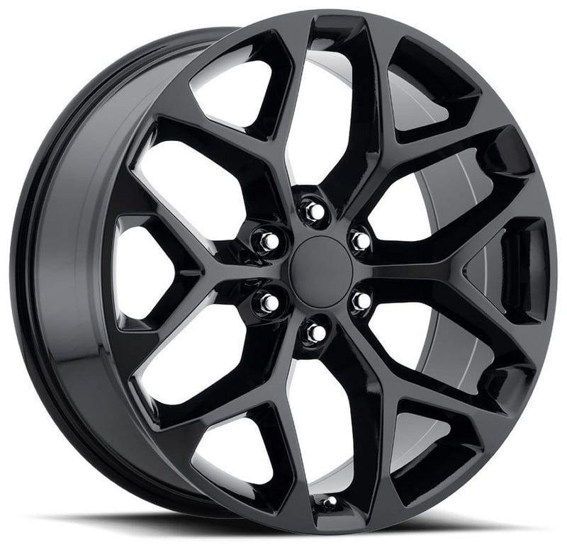 22x9 chevrolet truck snowflake replica wheel gloss black fr59 6x5.5/139.7 24mm