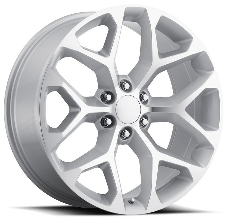20x9 chevrolet truck snowflake replica wheel silver machined face fr59 6x5.5/139.7 27mm