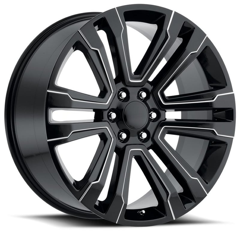 Factory Reproductions Replica Cadillac Escalade Truck FR72 Replica Wheel Gloss Black w/ Ball Milled