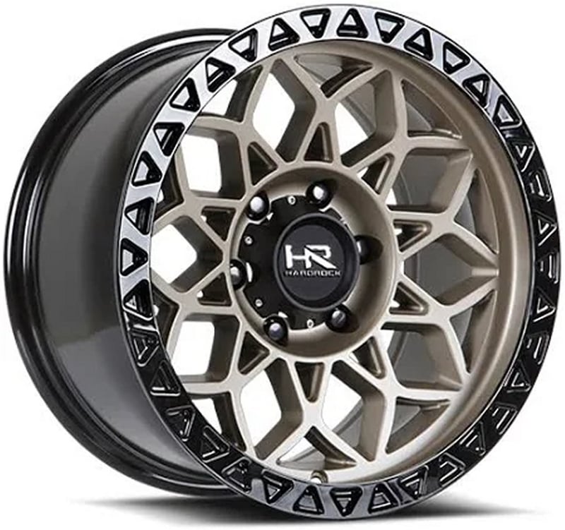 17x9 hardrock off-road h108 matte bronze w/ matte black lip ring 6x135 -12mm