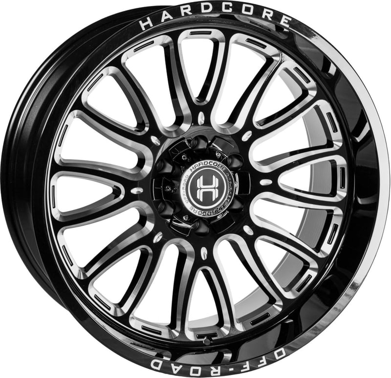 24x12 hardcore off-road hc101 gloss black milled (* may require trimming) 8x180 -44mm