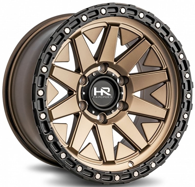 17x9 hardrock off-road h106 matte bronze w/ matte black lip ring 5x5/127 -12mm