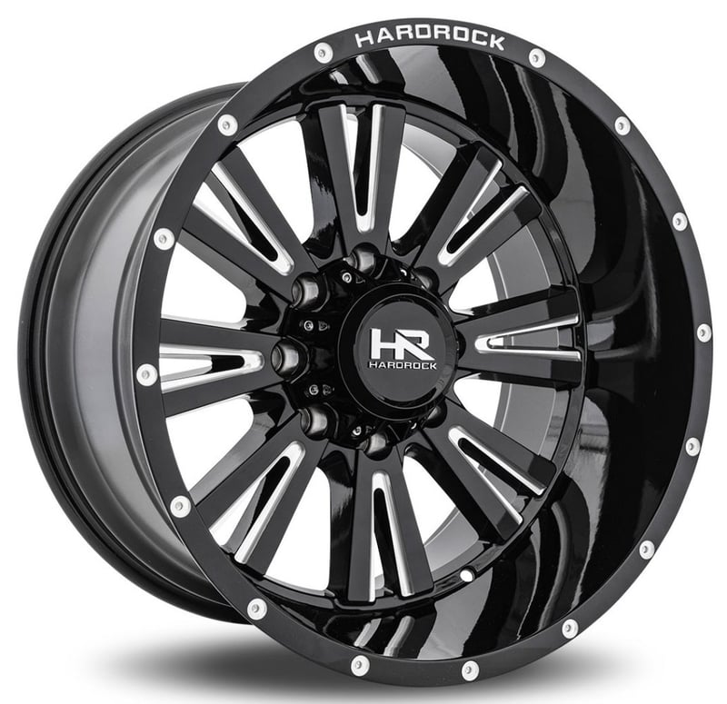 20x12 hardrock off-road h503 spine xposed gloss black milled (* may require trimming) 6x5.5/139.7 -44mm