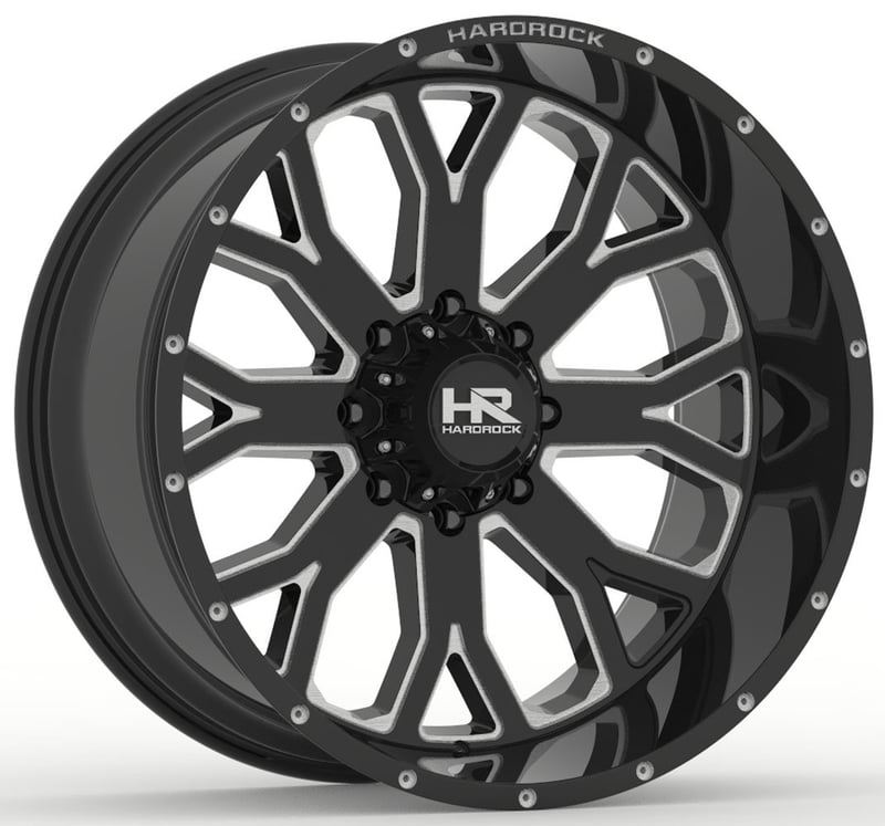 20x12 hardrock off-road h504 slammer xposed gloss black milled (* may require trimming) 8x170 -44mm