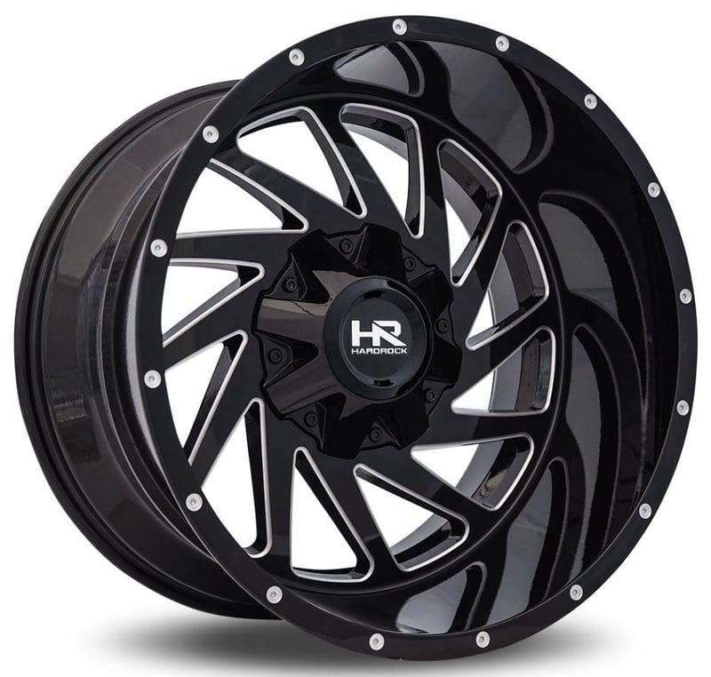 20x9 hardrock off-road h704 crusher gloss black milled 5x150 5x5.5/139.7 0mm