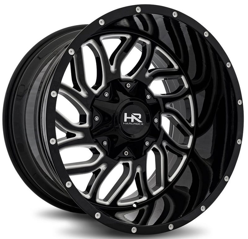 20x10 hardrock off-road h707 destroyer gloss black milled 5x150 5x5.5/139.7 -19mm