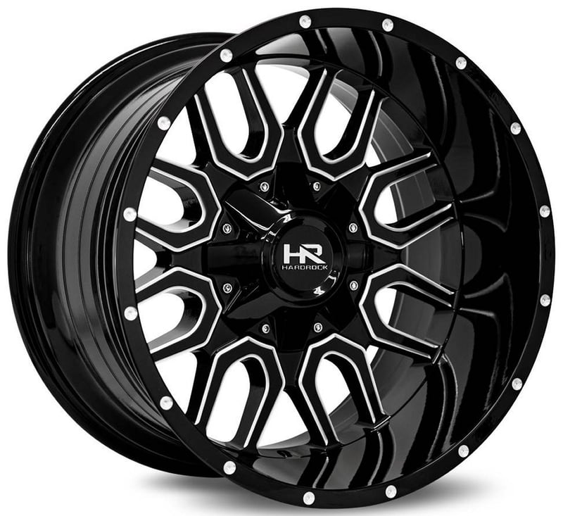 20x10 hardrock off-road h709 commander gloss black milled 8x6.5/165 -19mm