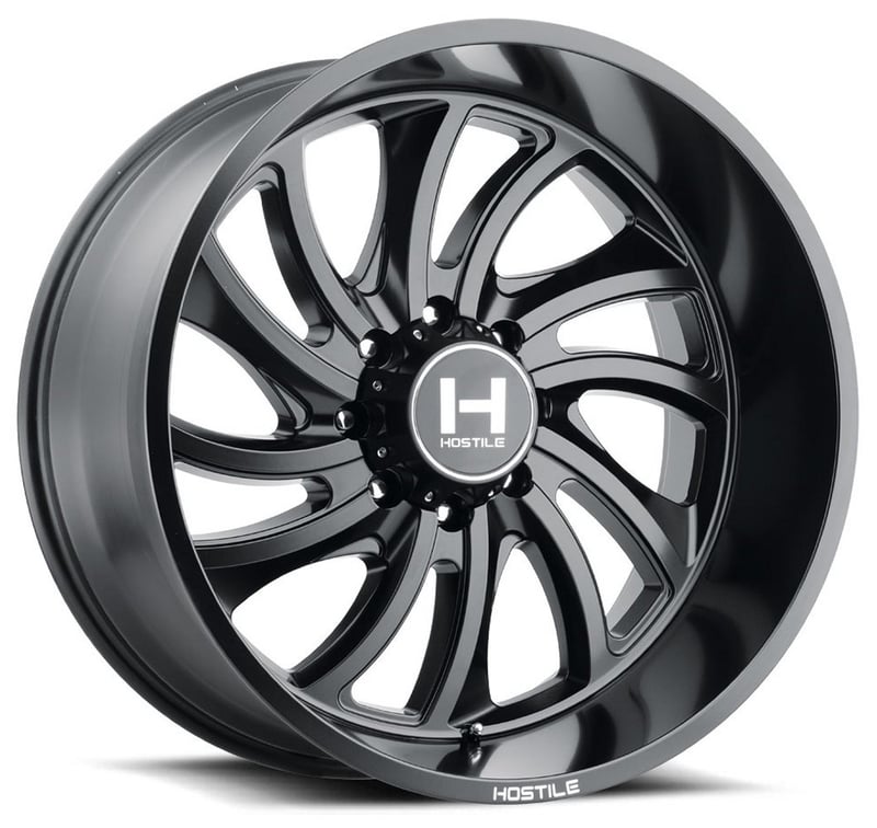 22x12 hostile h118 demon asphalt (* may require trimming) 6x135 -44mm