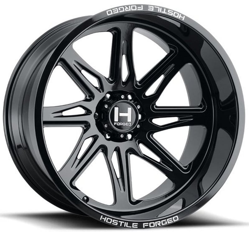 24x12 hostile forged hf07 tomahawk gloss black (forged) (6 lug) (* may require trimming) 6x5.5/139.7 -44mm