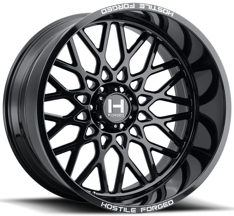 22x12 hostile forged hf08 savage gloss black (forged) (* may require trimming) 6x5.5/139.7 -44mm