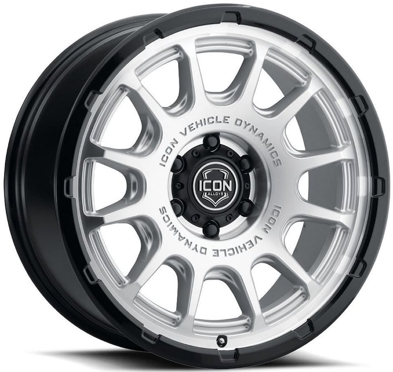 20x9 icon rancho silver machined w/ gloss black lip 6x5.5/139.7 0mm