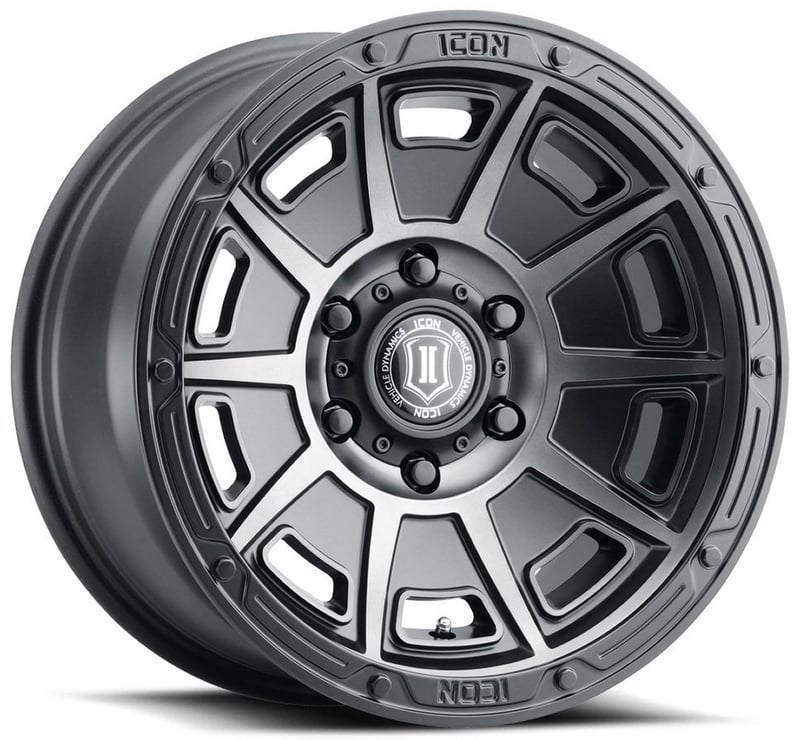 17x8.5 icon victory smoked satin black tint 6x120 0mm