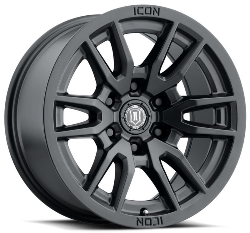 17x8.5 icon vector 6 satin black 6x5.5/139.7 25mm