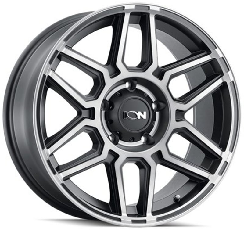 20x9 ion alloy 146 matte black w/ machined dart tint 6x5.5/139.7 18mm