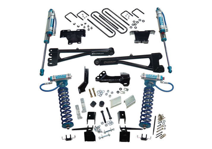superlift 17-19 ford f-250 sd 4wd 4in king rad. arm lift kit w/king fr coils & rear reservoir shocks k165kg