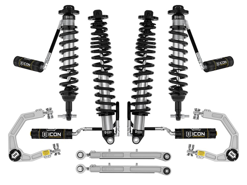 icon 2021-2023 ford bronco, non-sasquatch, 3-4" lift, stage 5 suspension system, billet, heavy rate rear spring k40005x
