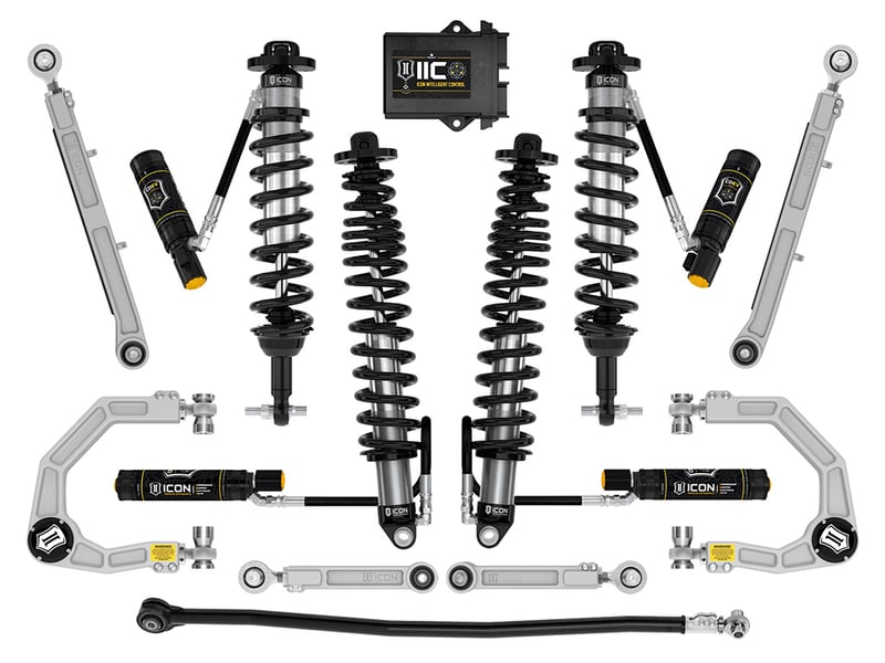 icon 2021-2023 ford bronco, sasquatch, 2-3" lift, stage 8 suspension system, billet, heavy rate rear spring k40018x
