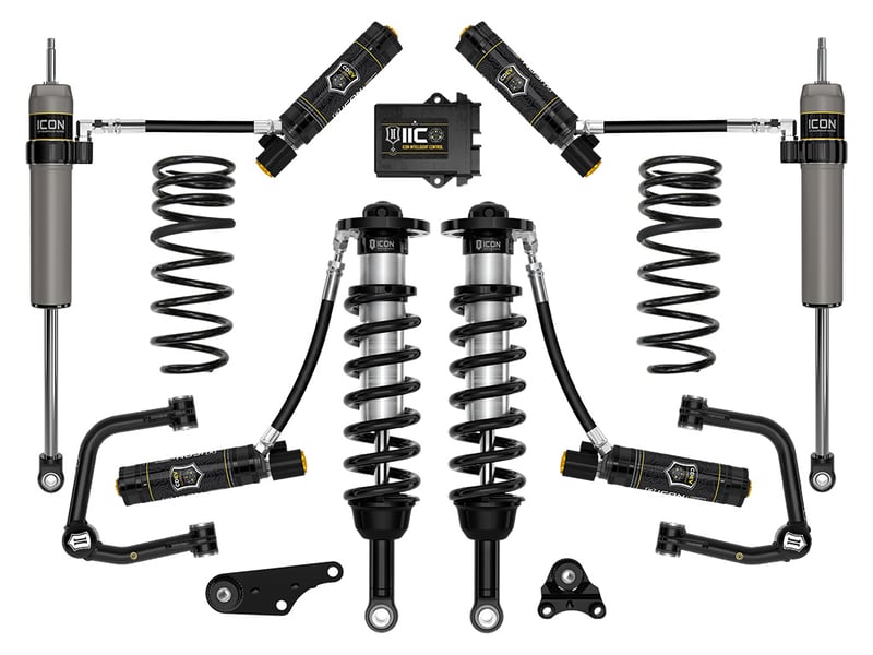 icon 2024-2025 toyota tacoma 1.25-3" lift, stage 6 suspension system, tubular, overland rear springs k53296tx